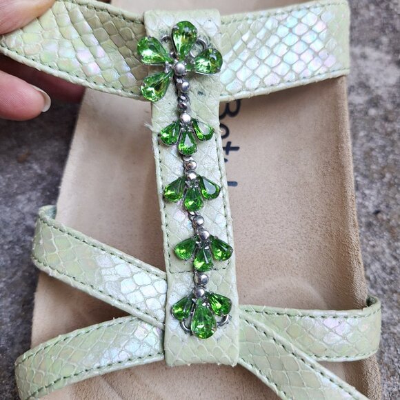 Birkenstock Betula  Green  TANGO  Sandals 8 Jeweled Lizard Grain Leather - Picture 8 of 8
